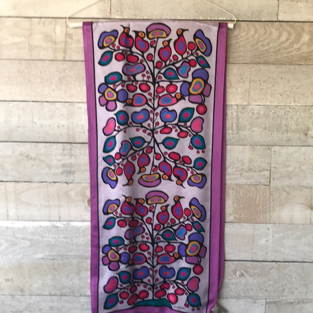 Colorful indigenous woodland themed genuine silk Scarf